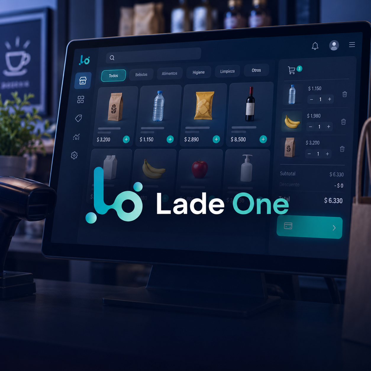 Placa de Lade One con interfaz de punto de venta para comercios